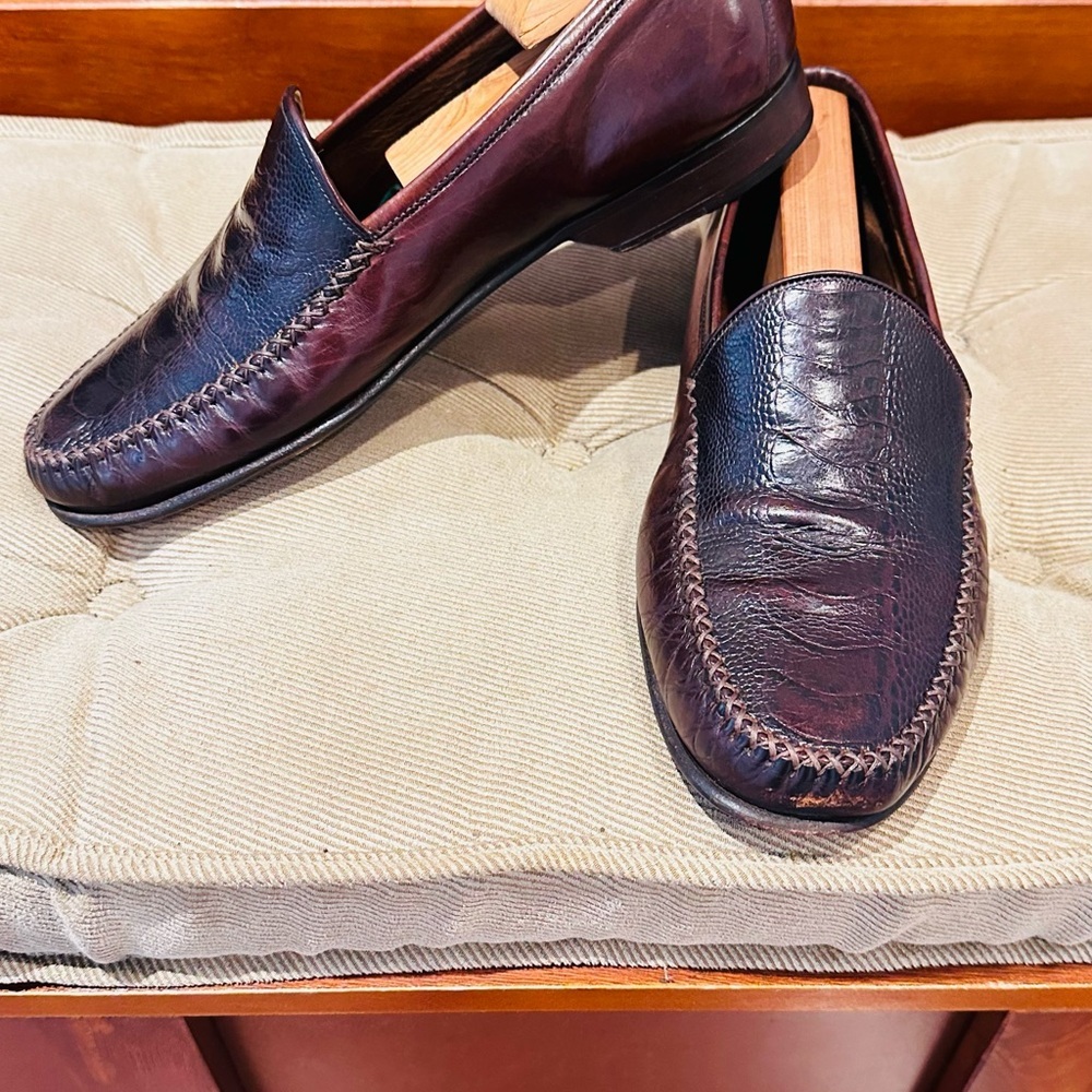 Men's Leather Loafers - Burgundy